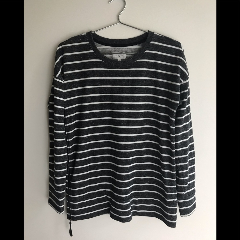 Lou & Grey. Dark grey and off white striped top.
